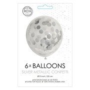 Konfetti-Ballons Papierkonfetti Metallic Silber 30cm, 6 Stk.