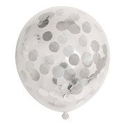 Confetti Balloons Paper Confetti Metallic Silver 30cm, 6pcs.