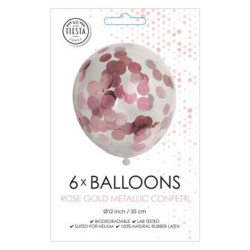 Konfetti-Ballons Papierkonfetti Metallix Roségold, 6 St.
