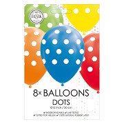 Ballons Punkte Mix Farben 30cm, 8 Stk.