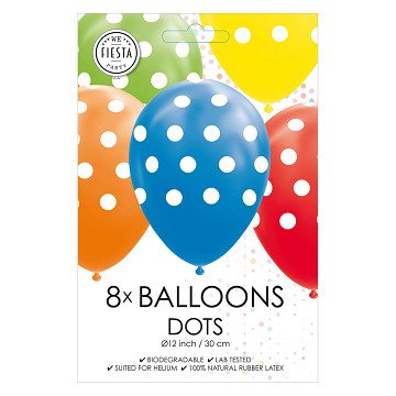 Ballons Punkte Mix Farben 30cm, 8 Stk.