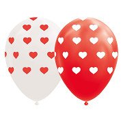 Balloons Hearts Red/White 30cm, 8pcs.