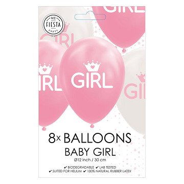 Balloons Daughter Baby Pink/White 30cm, 8 pcs.