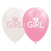 Ballonnen Dochter Baby Roze/Wit 30cm, 8st.