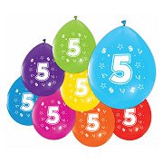 Luftballons 2-seitig bedruckt Zahl 5, 8 Stk.