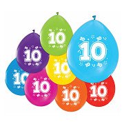 Balloons 2-sided Printed Number 10, 8 pcs.