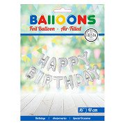 Folienballon Text Happy Birthday Silber