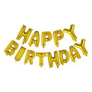 Foil Balloon Text Happy Birthday Gold