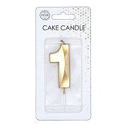 Taartkaars 6cm Metallic Goud no. 1