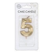 Cake Candle 6cm Metallic Gold no. 5