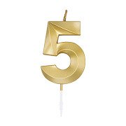 Taartkaars 6cm Metallic Goud no. 5