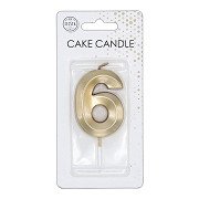 Cake Candle 6cm Metallic Gold no. 6
