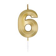 Taartkaars 6cm Metallic Goud no. 6