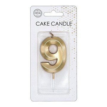Cake Candle 6cm Metallic Gold no. 9