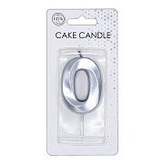 Cake Candle 6cm Metallic Silver no.0