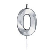 Cake Candle 6cm Metallic Silver no.0