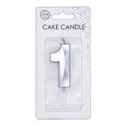 Cake Candle 6cm Metallic Silver no.1