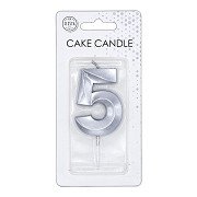 Cake Candle 6cm Metallic Silver no.5