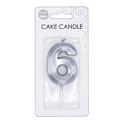 Cake Candle 6cm Metallic Silver no.6