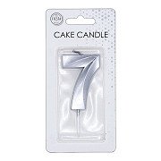 Cake Candle 6cm Metallic Silver no.7