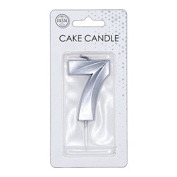 Cake Candle 6cm Metallic Silver no.7
