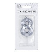 Cake Candle 6cm Metallic Silver no.8