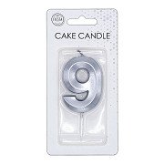 Cake Candle 6cm Metallic Silver no.9