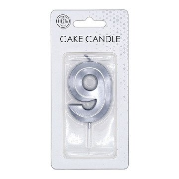Cake Candle 6cm Metallic Silver no.9