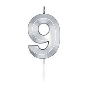 Cake Candle 6cm Metallic Silver no.9