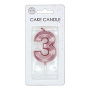 Taartkaars 6cm Metallic Rose Goud no. 3