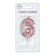Cake Candle 6cm Metallic Rose Gold no. 6
