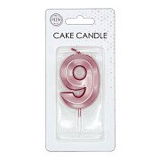 Cake Candle 6cm Metallic Rose Gold no. 9