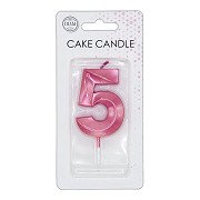 Cake Candle 6cm Metallic Light Pink no. 5