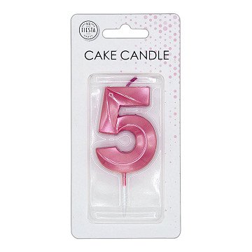 Cake Candle 6cm Metallic Light Pink no. 5