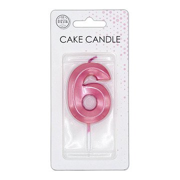 Taartkaars 6cm Metallic Licht Roze no. 6