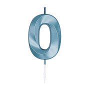 Cake Candle 6cm Metallic Light Blue no. 0
