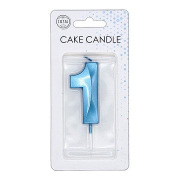 Cake Candle 6cm Metallic Light Blue no. 1