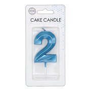 Cake Candle 6cm Metallic Light Blue no. 2
