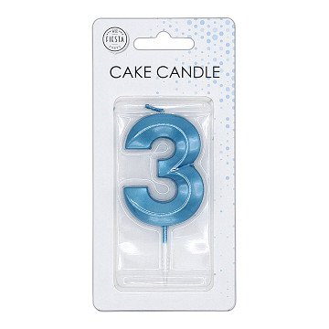 Taartkaars 6cm Metallic Licht Blauw no. 3
