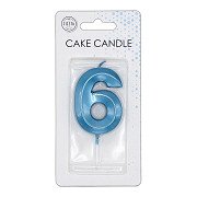 Cake Candle 6cm Metallic Light Blue no. 6