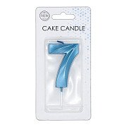 Cake Candle 6cm Metallic Light Blue no. 7