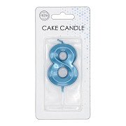 Taartkaars 6cm Metallic Licht Blauw no. 8