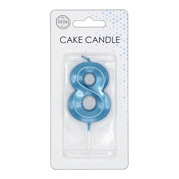 Cake Candle 6cm Metallic Light Blue no. 8