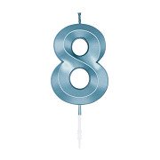 Cake Candle 6cm Metallic Light Blue no. 8