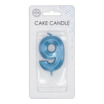 Cake Candle 6cm Metallic Light Blue no. 9