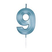 Cake Candle 6cm Metallic Light Blue no. 9