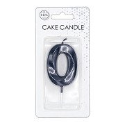 Cake Candle 6cm Metallic Black no. 0