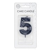 Cake Candle 6cm Metallic Black no. 5