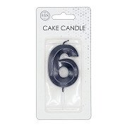 Cake candle 6cm Metallic Black no. 6