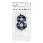 Cake candle 6cm Metallic Black no. 8